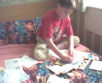 Hier werden die Ansichtkarten geschrieben